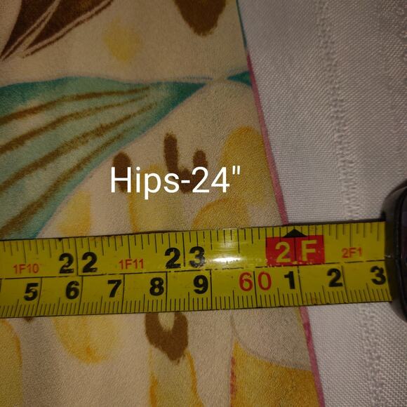 Ashley Stewart Yellow Skirt PLUS Sz 22 Floral Assymetrical Sheer Lined Flowy - Picture 16 of 16